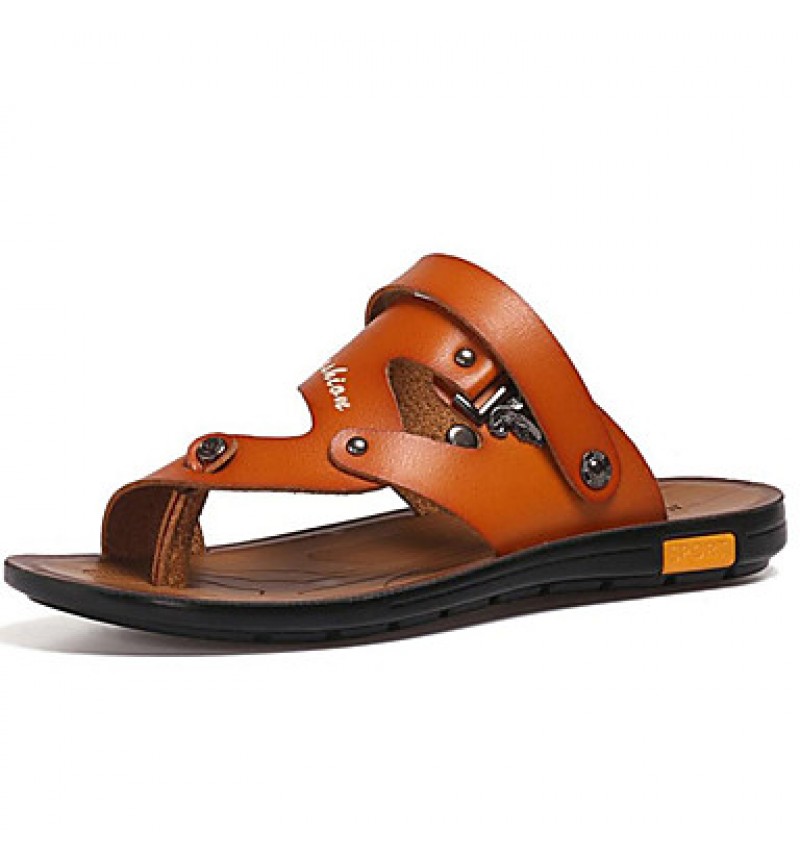 Men's Shoes Outdoor / Athletic / Casual Nappa Leather Sandals Black / Brown  