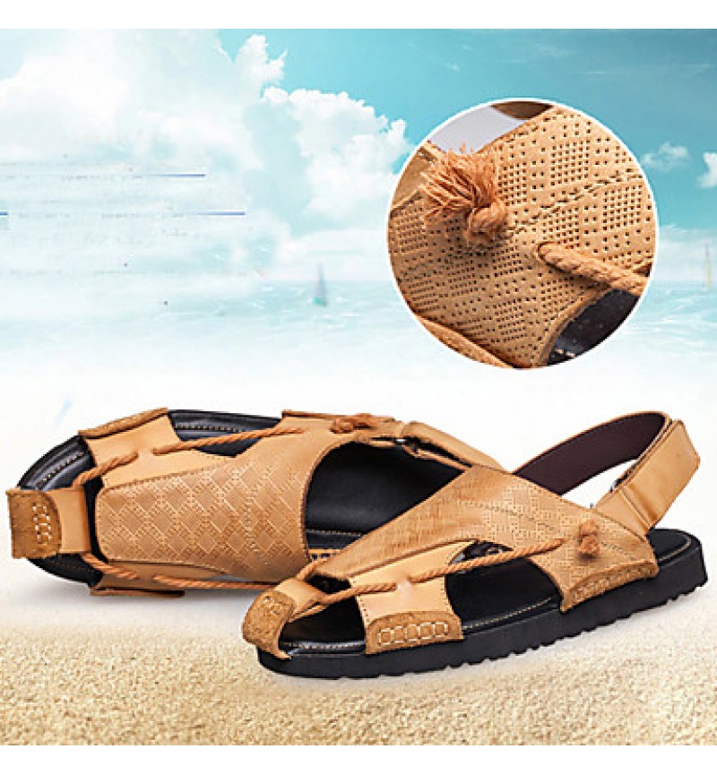 Men's Shoes Outdoor / Office & Career / Athletic / Dress /Casual Nappa Leather Sandals Big Size Black / Brown  