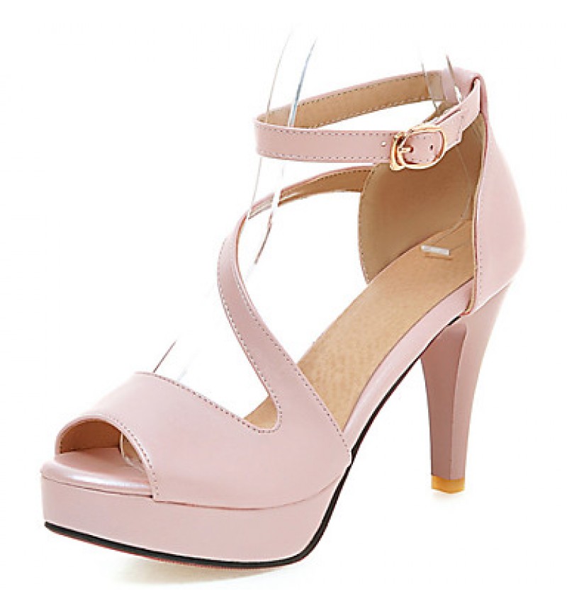 Women's Shoes Cone Heel Peep Toe / Platform Sandals Wedding / Dress Black / Blue / Pink / White / Beige