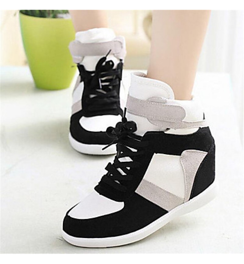 Women's Sneakers Spring / Fall Wedges Canvas Outdoor / Casual Wedge Heel Lace-up Black / Gray Others