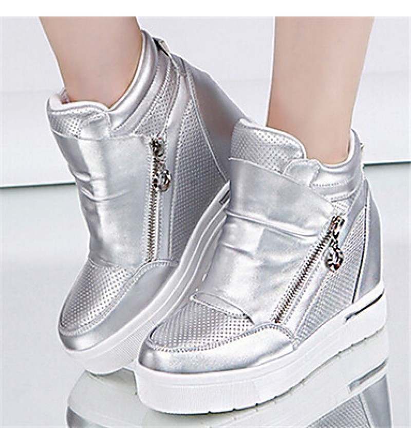 Women's ShoesFlat Heel Round Toe Fashion Sneakers Casual Black/White/Silver