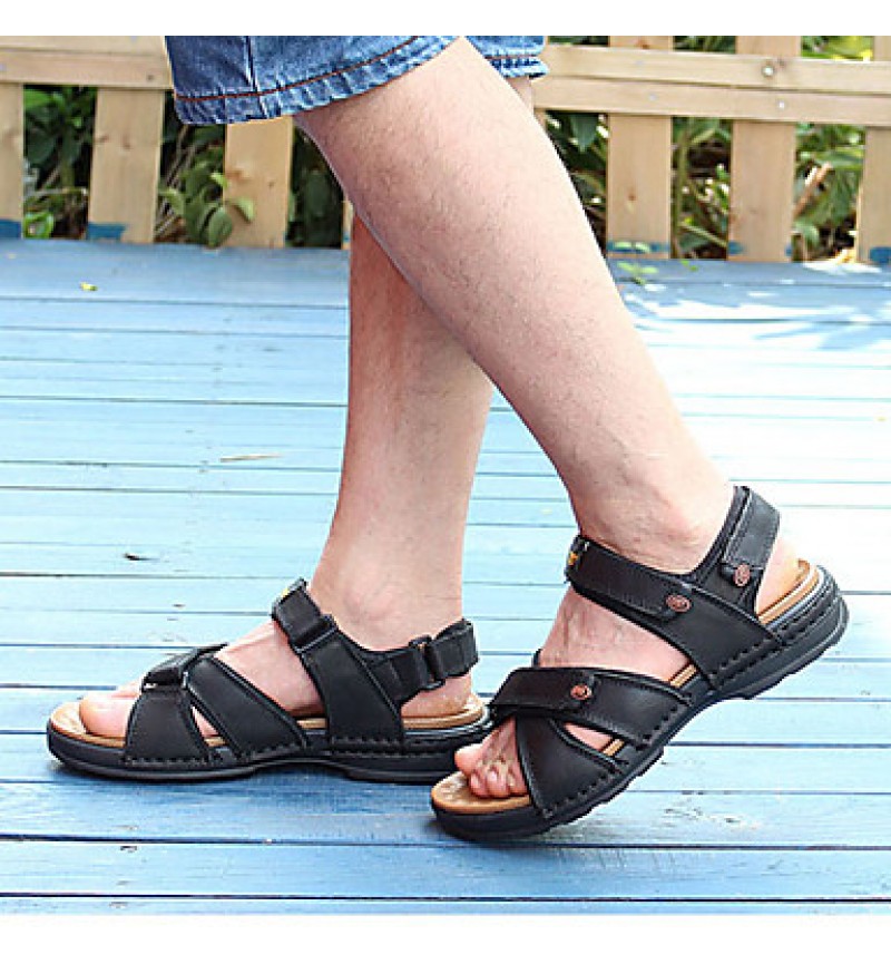 Men's Shoes Outdoor / Office & Career / Athletic / Dress / Casual Nappa Leather Sandals Black / Brown  