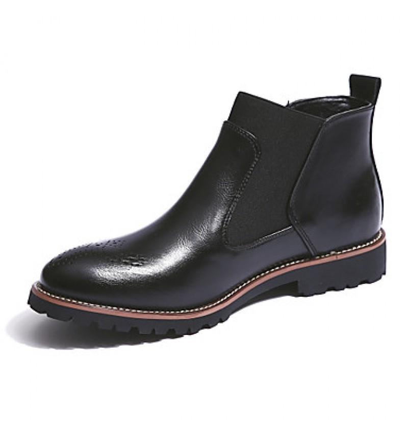 Shoes Leather Office  Career / Casual Boots Office  Career / Casual Low Heel Split Joint Black / Brown / Burgundy  