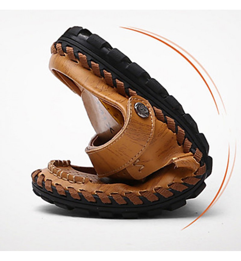 Men's Shoes Outdoor / Office & Career / Athletic / Dress / Casual Nappa Leather Sandals Black / Brown  