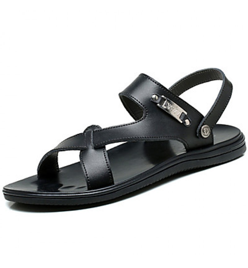 Men's Shoes Outdoor / Office & Career / Work & Duty / Athletic / Dress / Casual Nappa Leather Sandals Black / White  