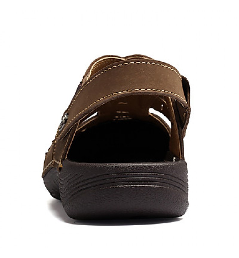 Men's Genuine Leather Slippers Outdoor Comfortable Sandals Beach Shoes  