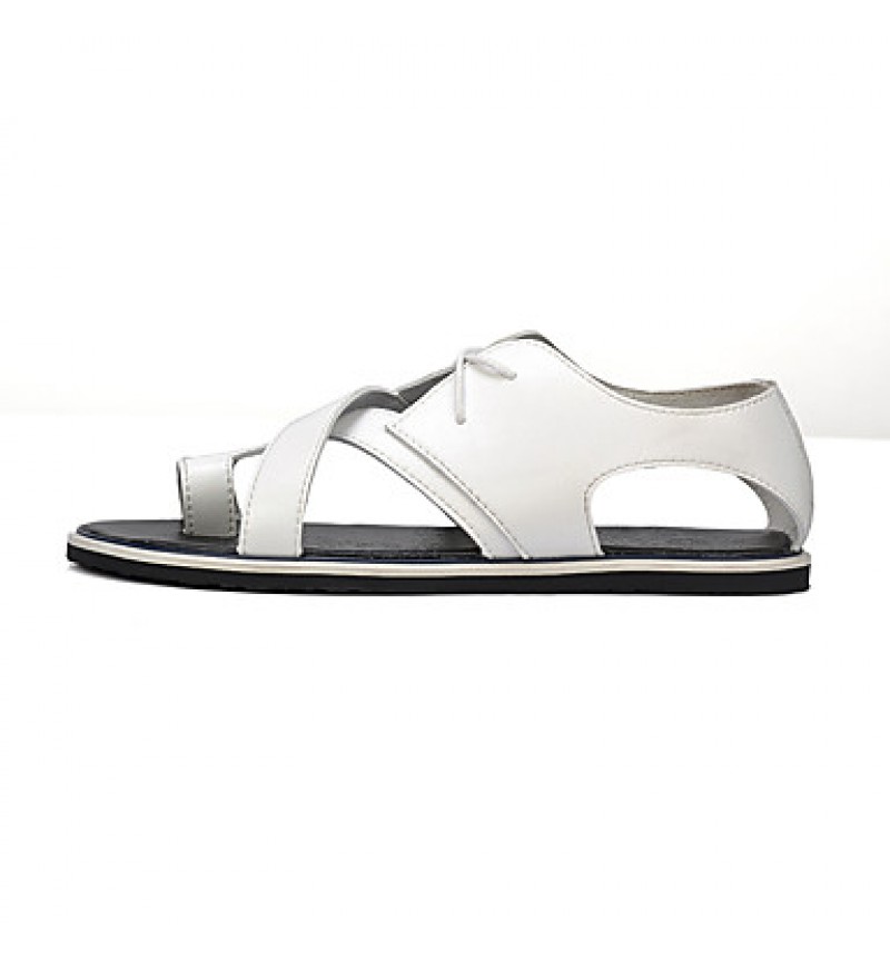   Men's Shoes Casual Leatherette Sandals Black / White  