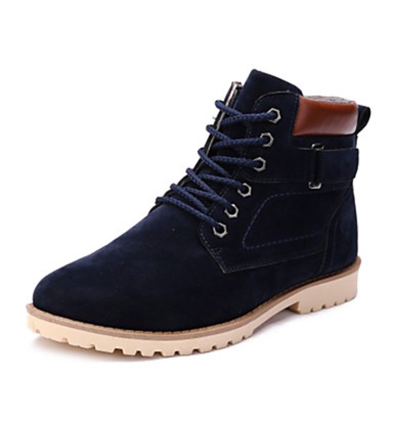 Shoes Fleece Casual Boots Casual Flat Heel Lace-up Black / Blue / Brown  