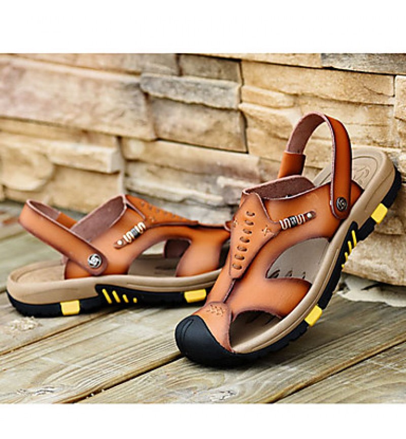 Men's Shoes Outdoor / Office & Career / Athletic / Dress / Casual Nappa Leather Sandals Brown  