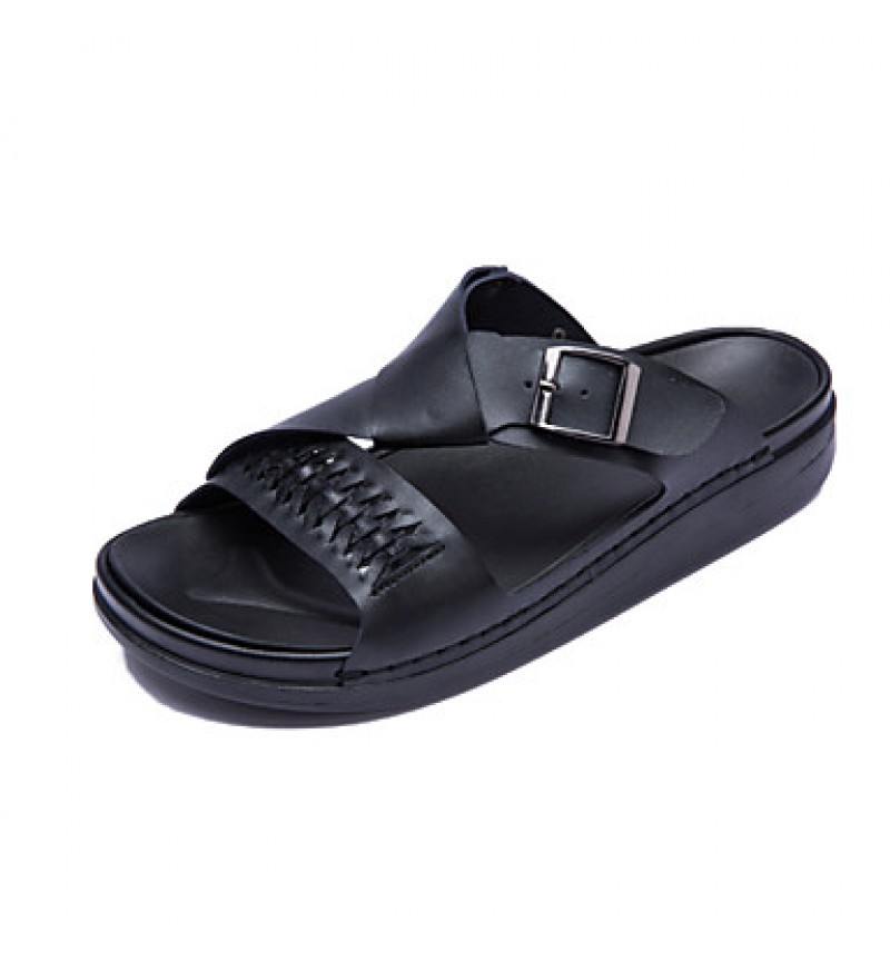 Men's Shoes Outdoor / Office & Career / Athletic / Dress / Casual Nappa Leather Slippers Black / White  