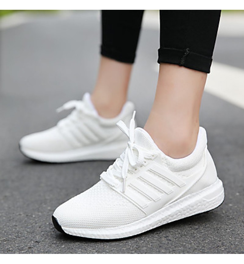 Women's Sneakers Spring / Fall / Winter Comfort Tulle Athletic / Casual Platform Lace-up Black / Pink / White Sneaker