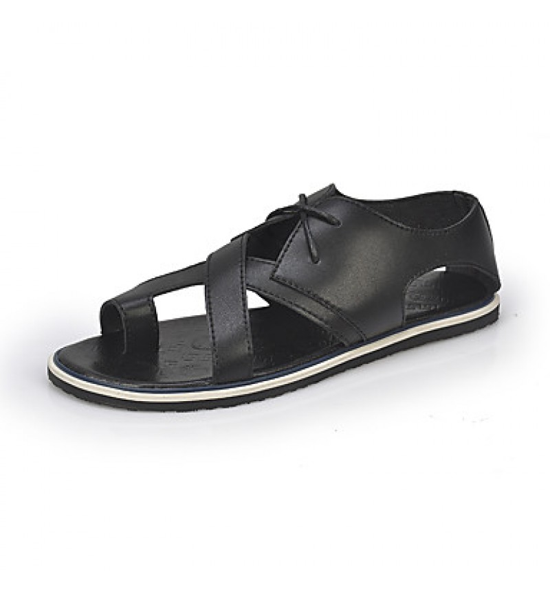   Men's Shoes Casual Leatherette Sandals Black / White  