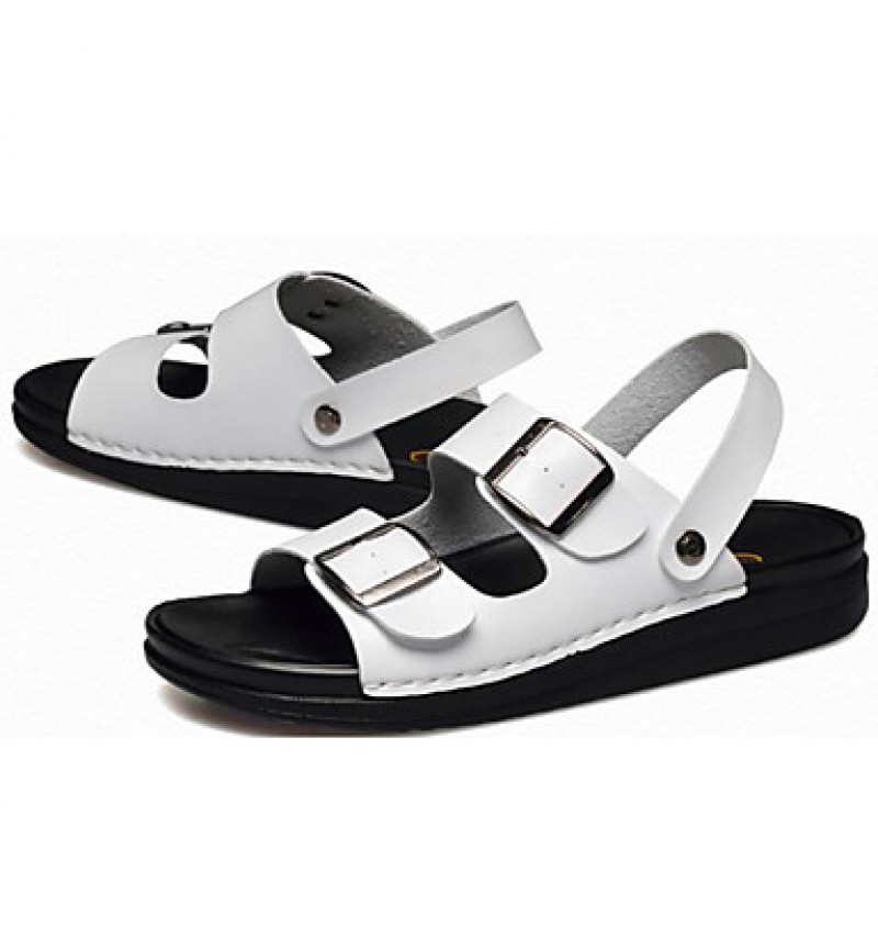 Men's Shoes Outdoor / Office & Career / Work & Duty / Athletic / Casual Nappa Leather Sandals Black / Brown / White  