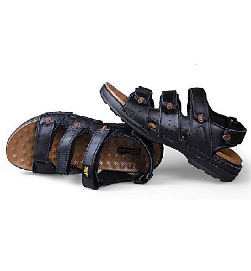 Men's Shoes Outdoor / Office & Career / Athletic / Dress / Casual Nappa Leather Sandals Black / Brown  