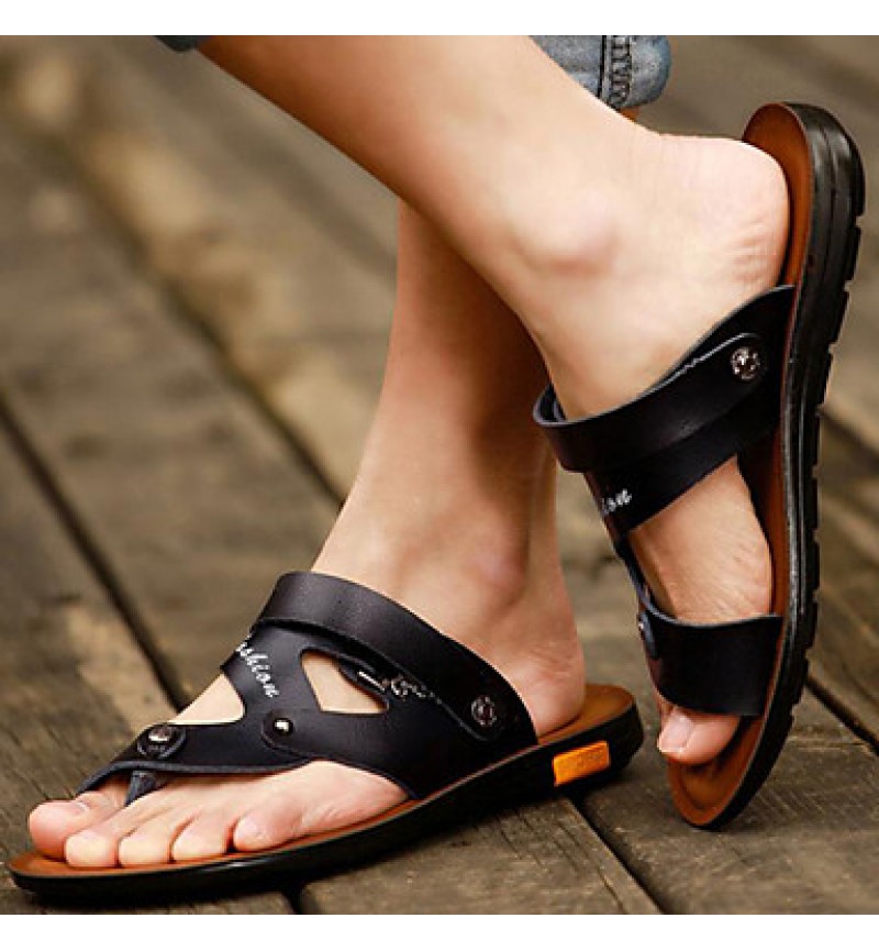 Men's Shoes Outdoor / Athletic / Casual Nappa Leather Sandals Black / Brown  