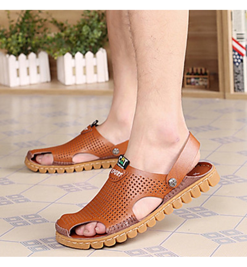 Men's Shoes Outdoor / Office & Career / Athletic / Dress / Casual Leather Sandals Brown  