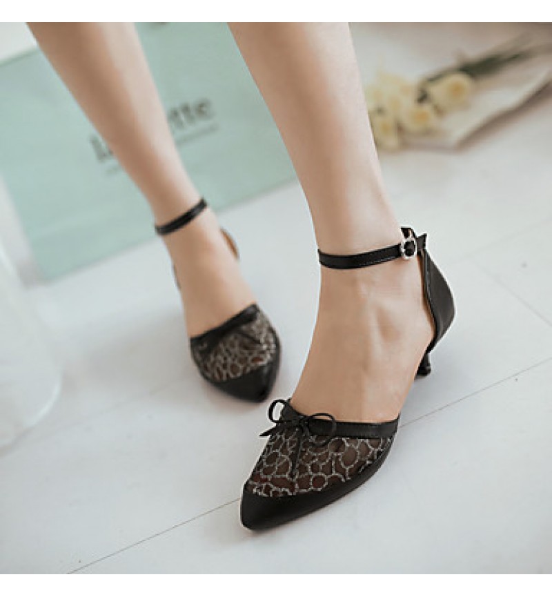 Women's Shoes PU / Lace Low Heel Heels / Two-Piece / Comfort / Pointed Toe Sandals / Heels Outdoor