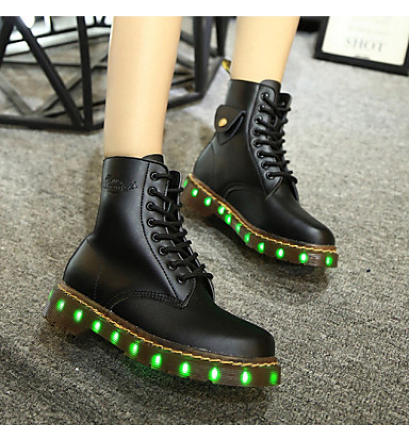 7 Colors Luminous Shoes Men Women Unisex Couple Lace-Up Toe Boot Martin boots Fashion Casual Flat Led Shoes Usb Charging  