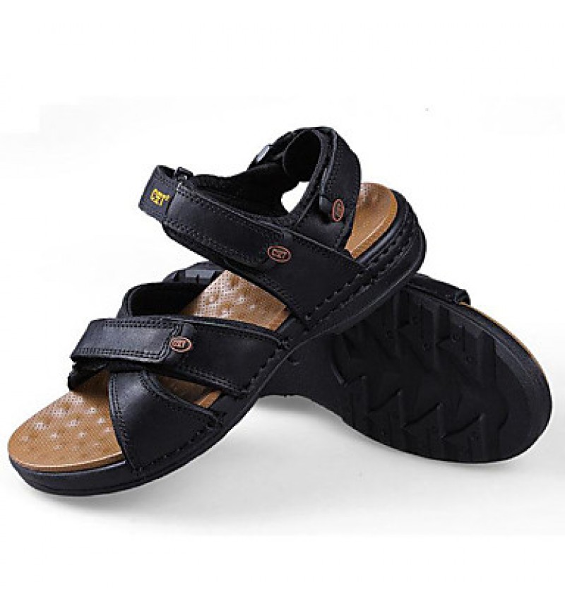 Men's Shoes Outdoor / Office & Career / Athletic / Dress / Casual Nappa Leather Sandals Black / Brown  