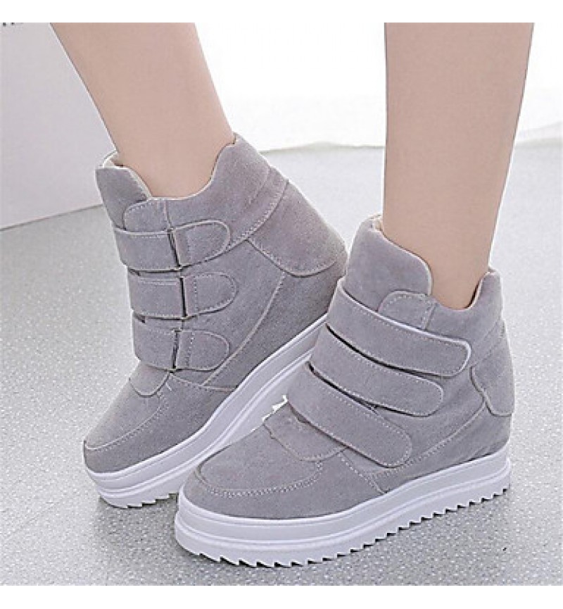 Women's Sneakers Spring / Fall Wedges Fleece Outdoor / Casual Wedge Heel Buckle Black / Blue / Red / Gray Others