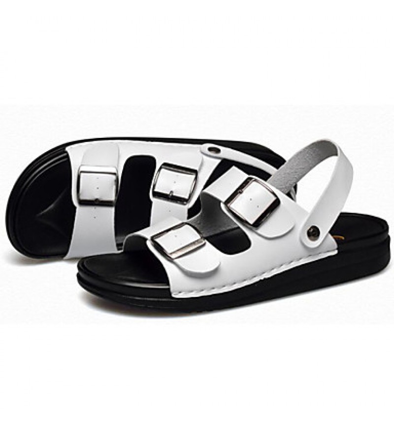 Men's Shoes Outdoor / Office & Career / Work & Duty / Athletic / Casual Nappa Leather Sandals Black / Brown / White  