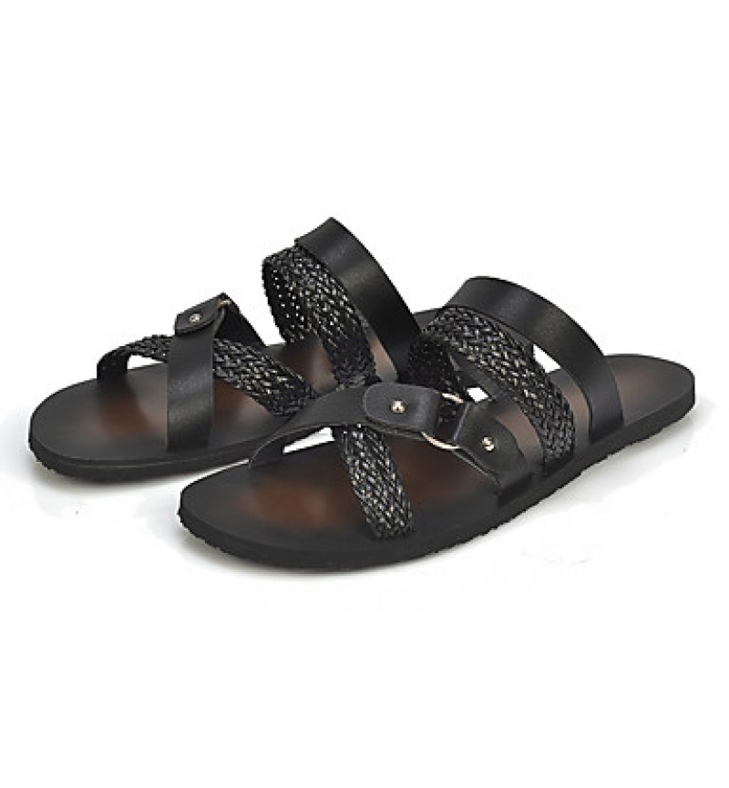   Men's Shoes Casual Leatherette Sandals Black / White  