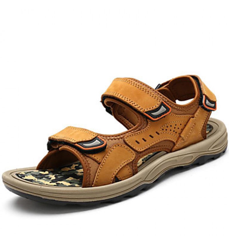 Men's Shoes Outdoor / Office & Career / Athletic / Dress / Casual Nappa Leather Sandals Black / Brown / Taupe  