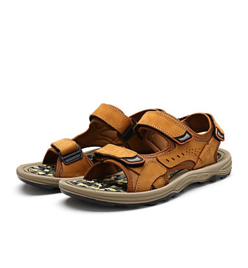 Men's Shoes Outdoor / Work & Duty / Casual Leather Sandals Black / Brown / Yellow  