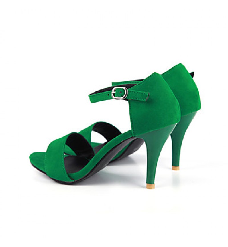 Women's Shoes Velvet / Fabric Stiletto Heel Heels / Open Toe Sandals Office & Career / Dress / Casual Black / Green