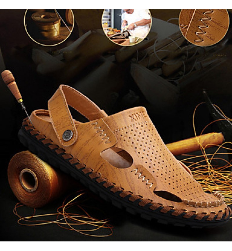 Men's Shoes Outdoor / Office & Career / Athletic / Dress / Casual Nappa Leather Sandals Black / Brown  