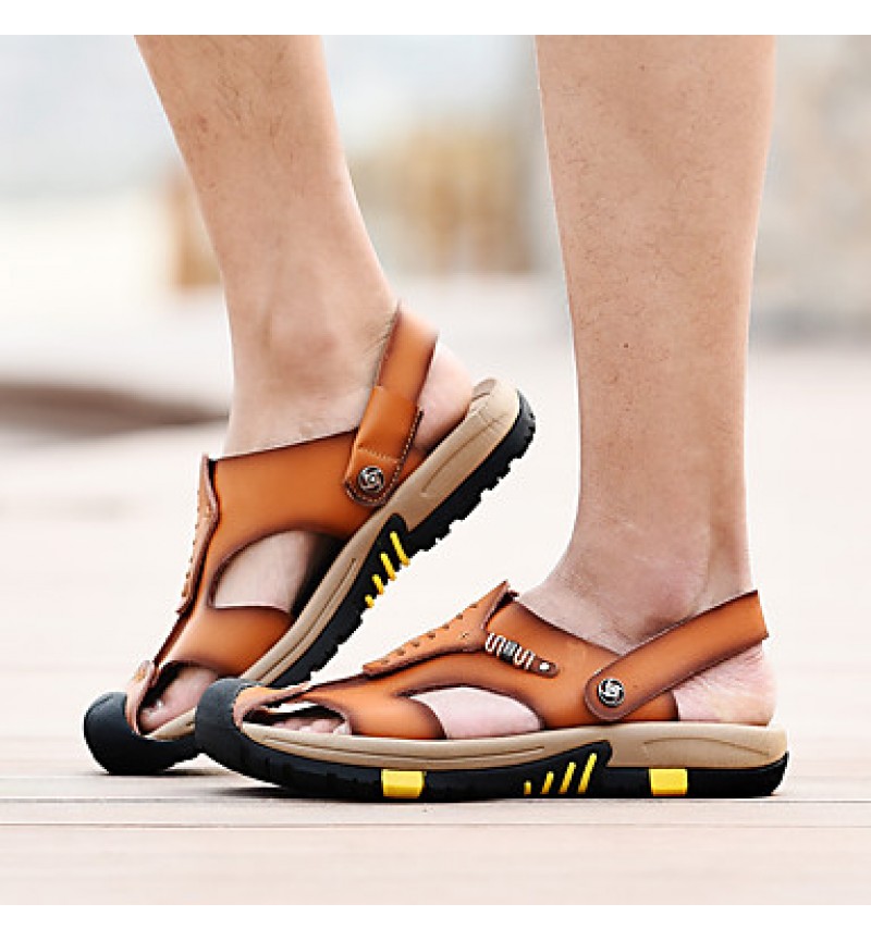 Men's Shoes Outdoor / Office & Career / Athletic / Dress / Casual Nappa Leather Sandals Brown  