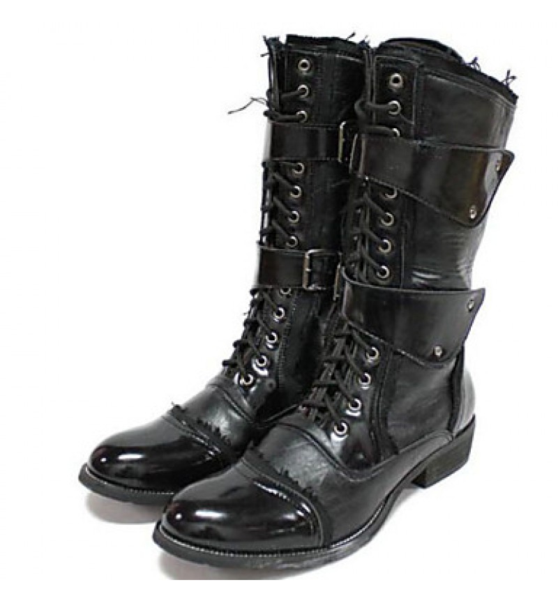 Shoes Outdoor / Office  Career / Party  Evening / Dress / Casual Canvas / Patent Leather Boots Black  