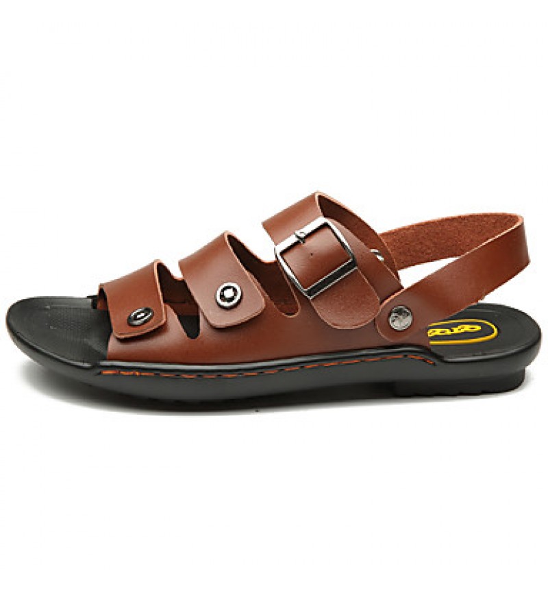 Men's Shoes Outdoor / Office & Career / Athletic / Dress / Casual Leather Sandals Black / Brown / White  