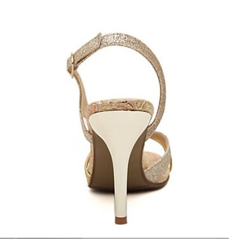 Women's Spring / Summer / Fall / Winter Heels / Pointed Toe / Open Toe Leather Dress / Party & Evening Stiletto Heel Buckle Gold