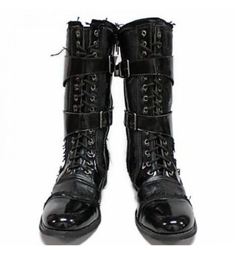 Shoes Outdoor / Office  Career / Party  Evening / Dress / Casual Canvas / Patent Leather Boots Black  