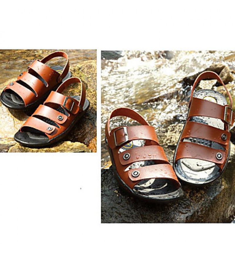 Men's Shoes Outdoor / Office & Career / Athletic / Dress / Casual Leather Sandals Black / Brown / White  