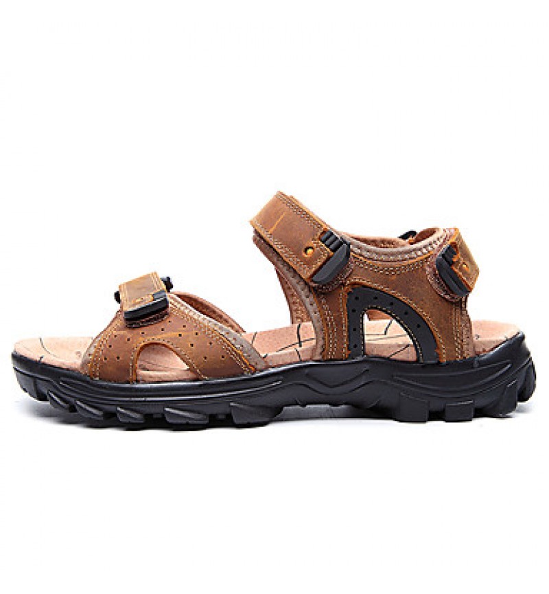 Men's Shoes Outdoor / Office & Career /Work & Duty / Athletic / Dress / Casual Nappa Leather Sandals Black/Brown  