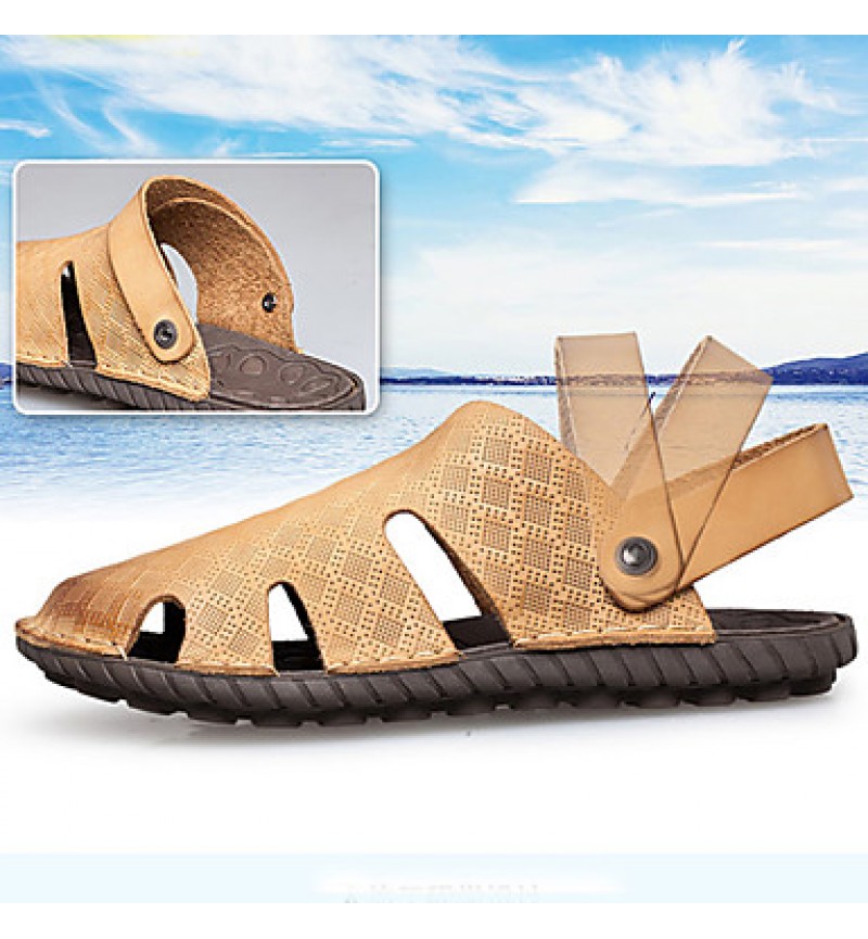 Men's Shoes Outdoor / Office & Career / Athletic / Dress / Casual Nappa Leather Sandals Big Size Black / Brown  