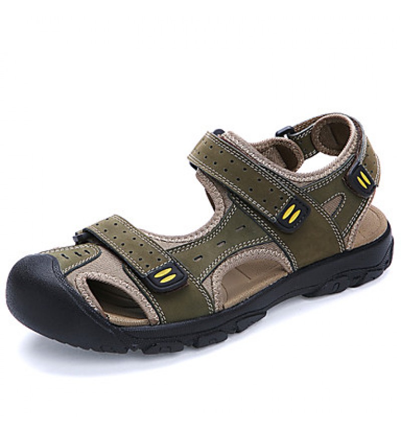 Men's Shoes Outdoor / Casual Nappa Leather / Fabric Sandals Brown / Yellow / Khaki  