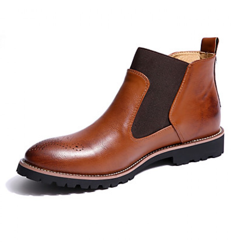 Shoes Leather Office  Career / Casual Boots Office  Career / Casual Low Heel Split Joint Black / Brown / Burgundy  