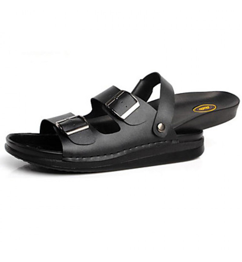 Men's Shoes Outdoor / Office & Career / Work & Duty / Athletic / Casual Nappa Leather Sandals Black / Brown / White  