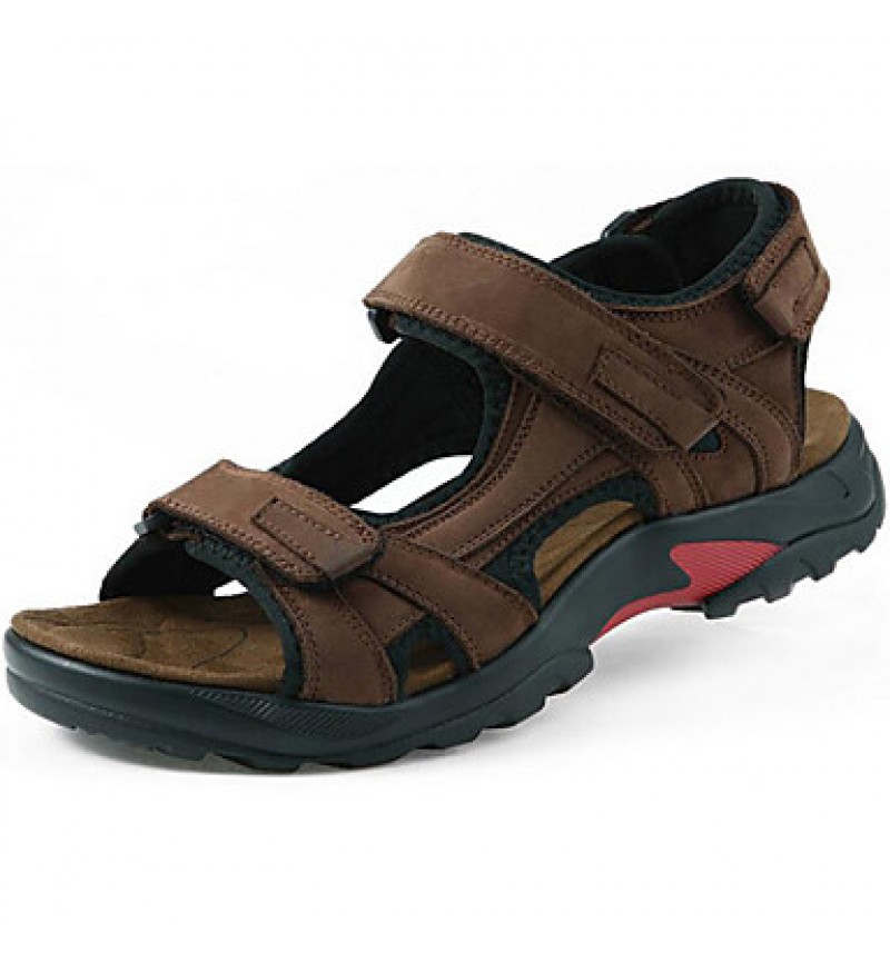 Men's Shoes Outdoor / Office & Career / Athletic / Dress / Casual Leather Sandals / Flip-Flops Big Size Taupe  