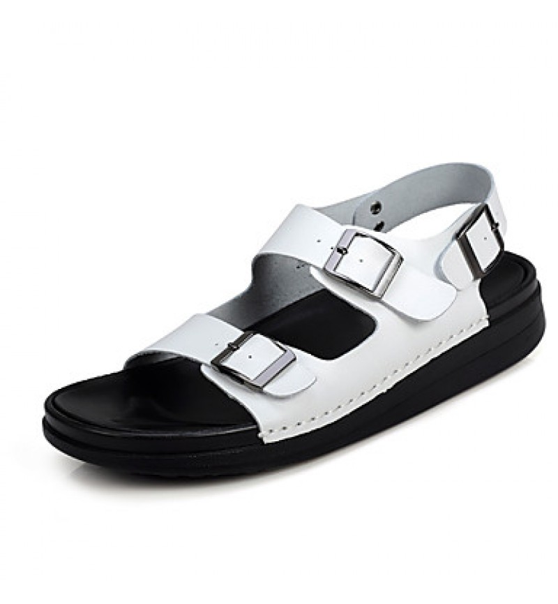 Men's Shoes Outdoor / Casual Leather Sandals / Slip-on Black / Brown / White  