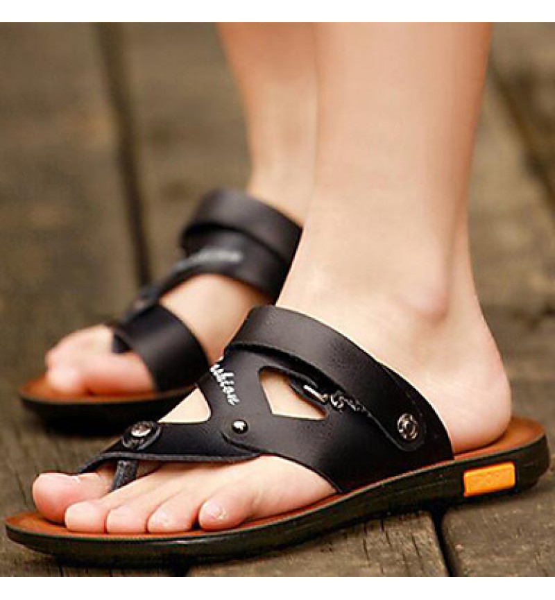 Men's Shoes Outdoor / Athletic / Casual Nappa Leather Sandals Black / Brown  