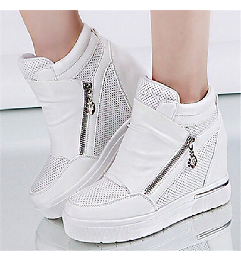 Women's ShoesFlat Heel Round Toe Fashion Sneakers Casual Black/White/Silver