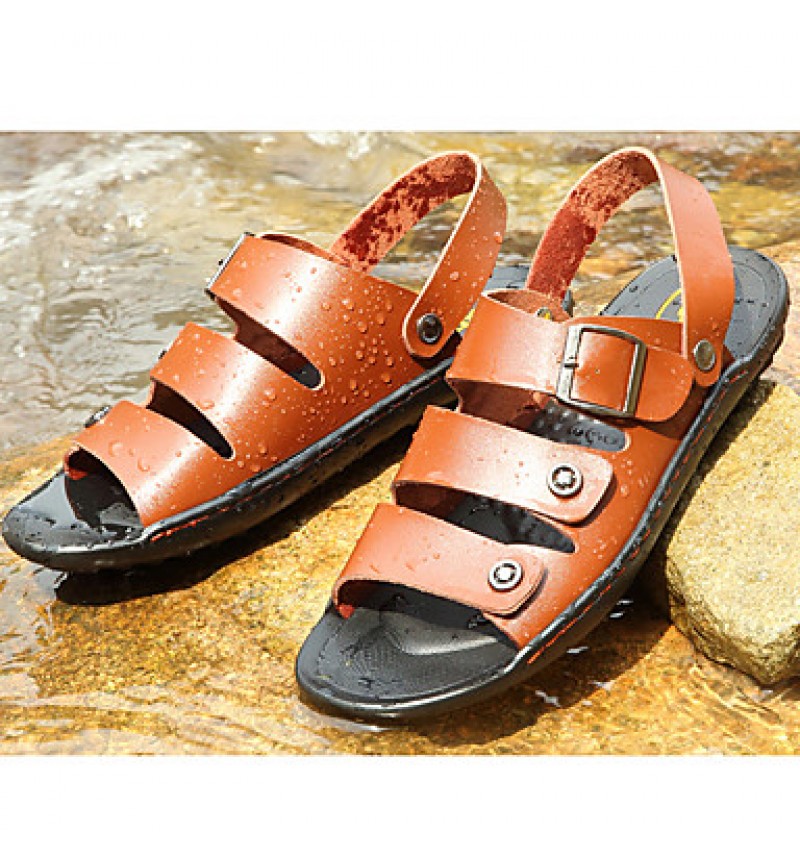 Men's Shoes Outdoor / Office & Career / Athletic / Dress / Casual Leather Sandals Black / Brown / White  