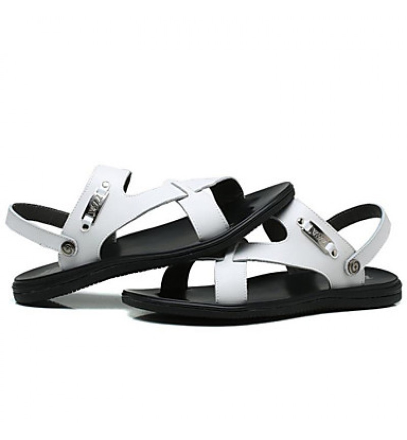 Men's Shoes Outdoor / Office & Career / Work & Duty / Athletic / Dress / Casual Nappa Leather Sandals Black / White  