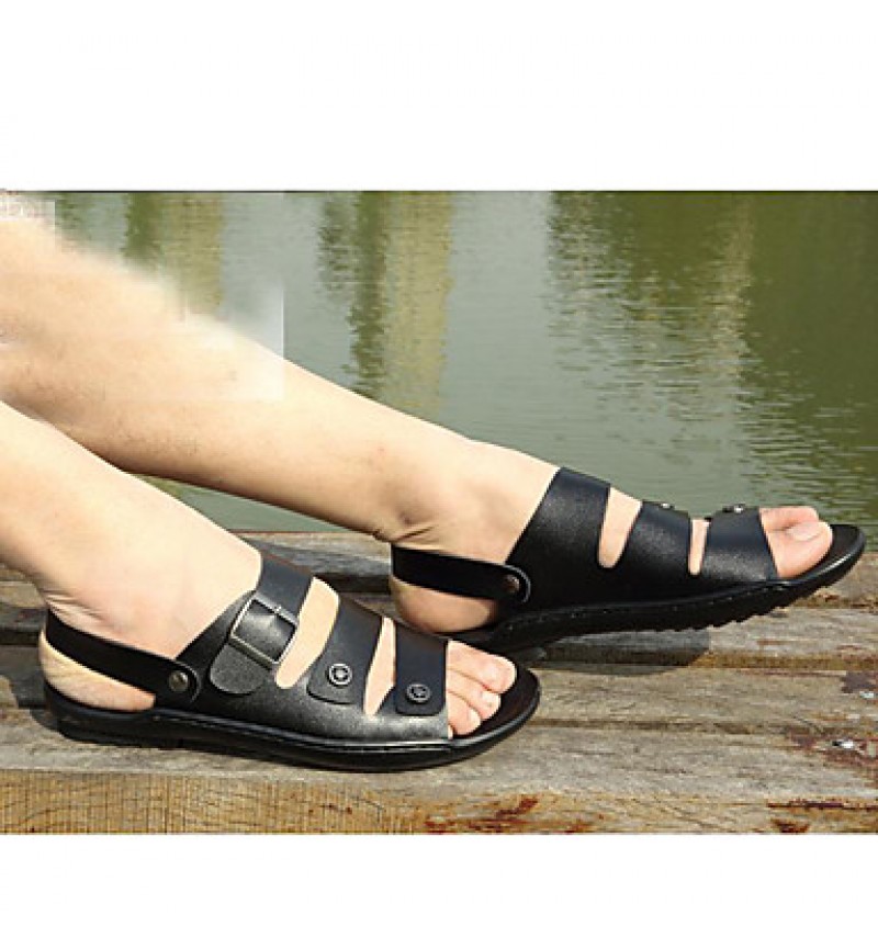 Men's Shoes Outdoor / Office & Career / Athletic / Dress / Casual Leather Sandals Black / Brown / White  