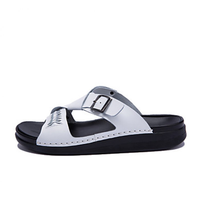 Men's Shoes Outdoor / Office & Career / Athletic / Dress / Casual Nappa Leather Slippers Black / White  