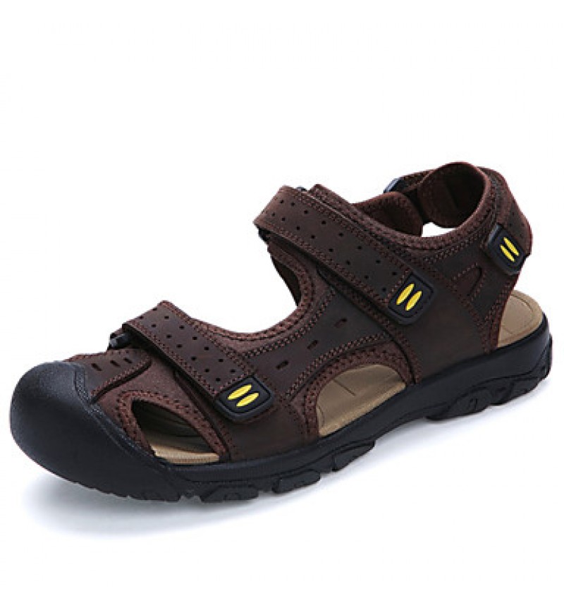 Men's Shoes Outdoor / Casual Nappa Leather / Fabric Sandals Brown / Yellow / Khaki  